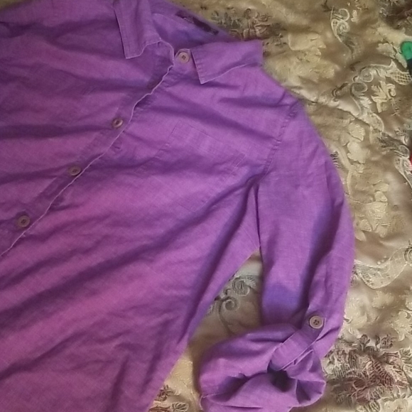 PRANA purple hemp button up shirt - Picture 3 of 7
